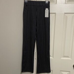 NWT Black Pinstripe Knit Flare Trousers